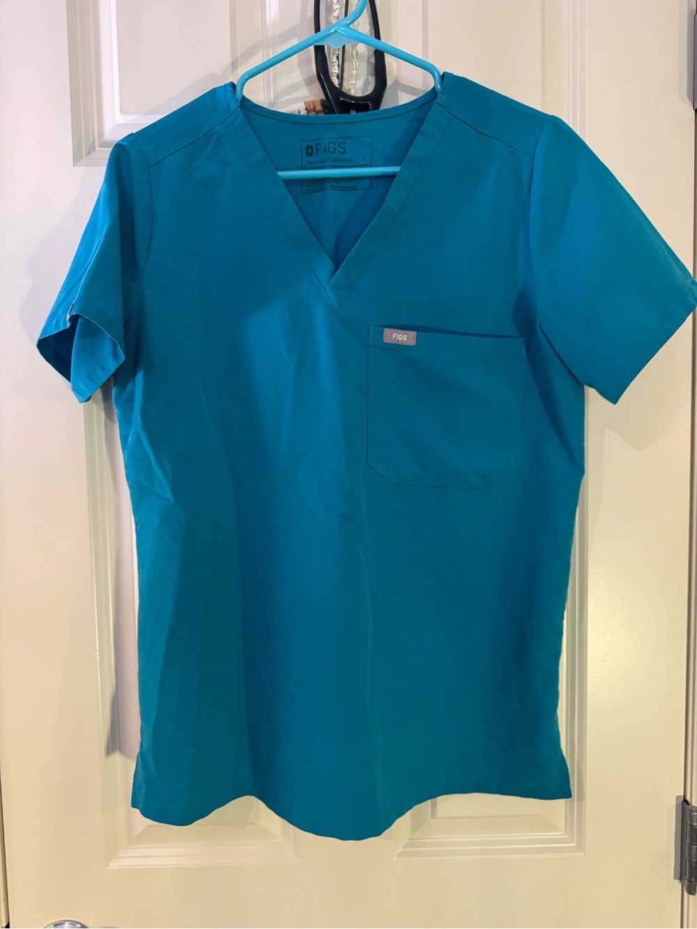 Figs Teal V-Neck Scrub Top
